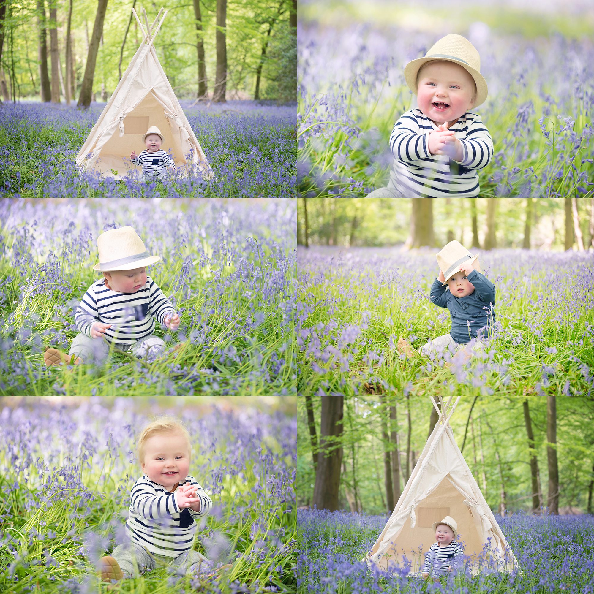 baby boy in bluebells for photoshoot Henley on Thames