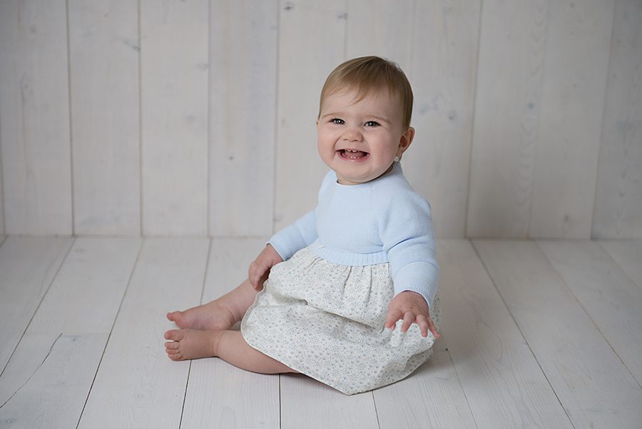 happy, smiling baby in photoshoot