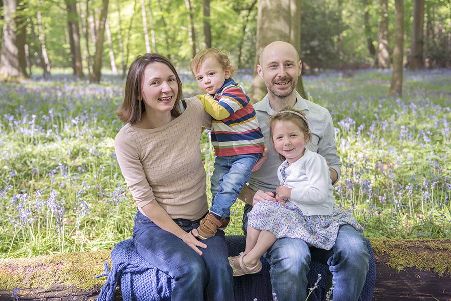 family photoshoot in bluebells, Henley on Thames